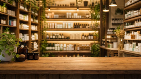 Comptoir de parapharmacie vu du client, où acheter du collagène marin