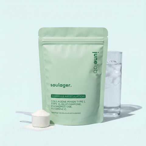 Collagène Marin Type I et II Hydrolysé à 500 daltons, Glucosamine, Chondroïtine et Vitamine C | Junelab®